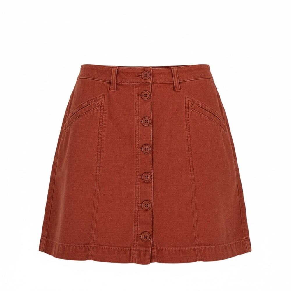 Marine Layer Button Front Mini Skirt Terracotta Orange Flap Pockets Size 2